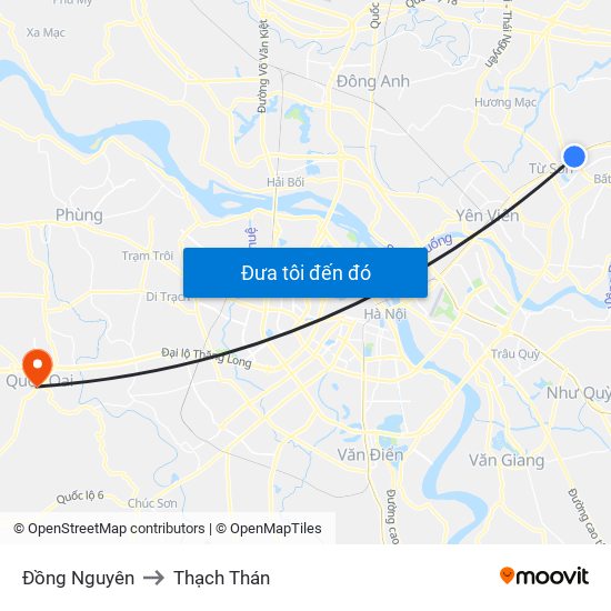 Đồng Nguyên to Thạch Thán map