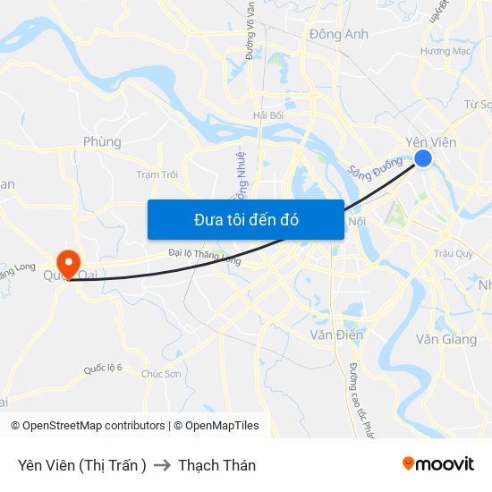 Yên Viên (Thị Trấn ) to Thạch Thán map