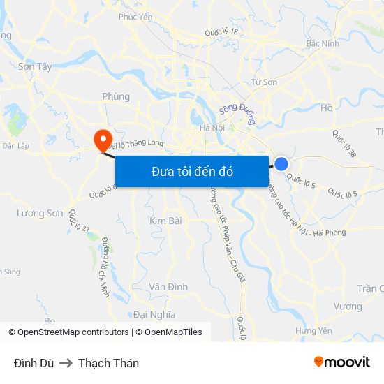 Đình Dù to Thạch Thán map