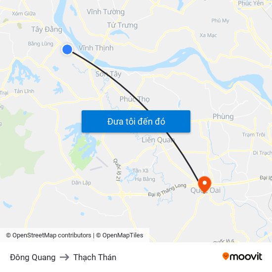 Đông Quang to Thạch Thán map