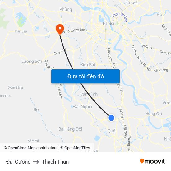 Đại Cường to Thạch Thán map