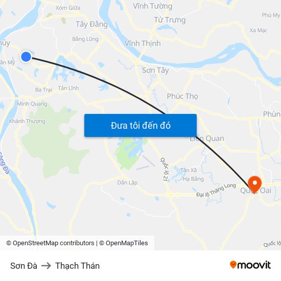 Sơn Đà to Thạch Thán map