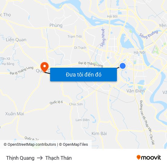 Thịnh Quang to Thạch Thán map
