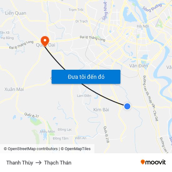 Thanh Thùy to Thạch Thán map