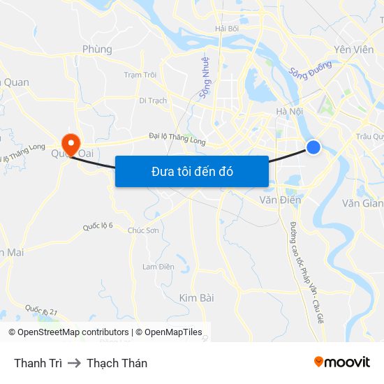 Thanh Trì to Thạch Thán map