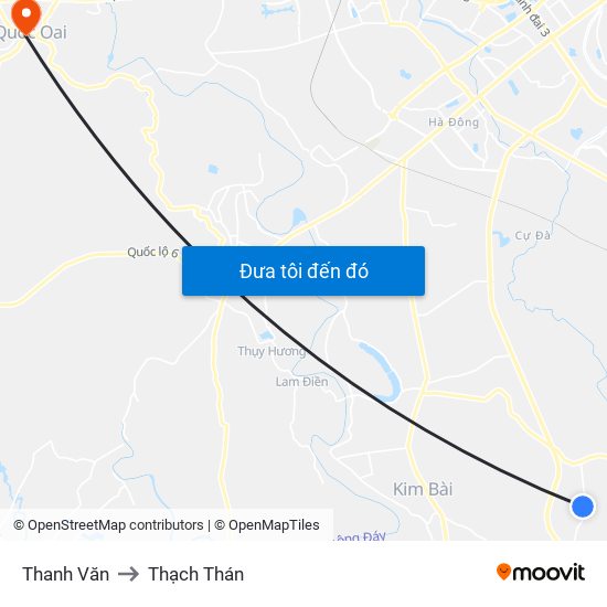 Thanh Văn to Thạch Thán map