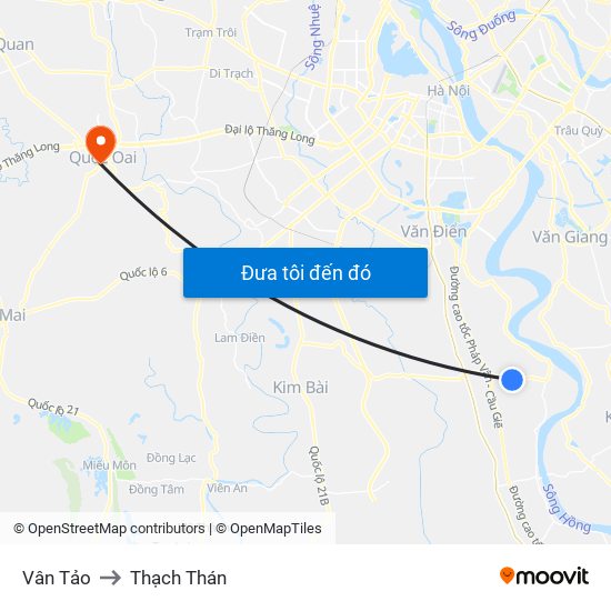 Vân Tảo to Thạch Thán map