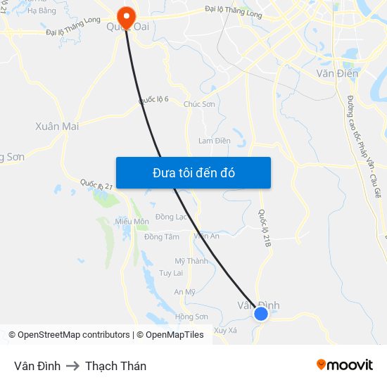 Vân Đình to Thạch Thán map