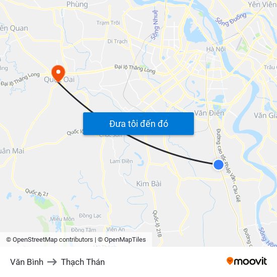 Văn Bình to Thạch Thán map