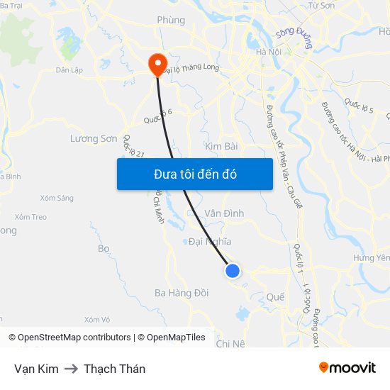 Vạn Kim to Thạch Thán map