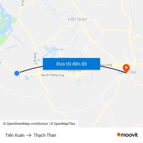 Tiến Xuân to Thạch Thán map