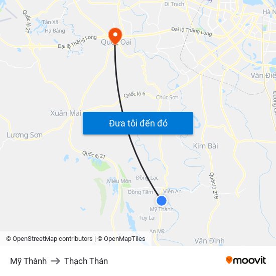 Mỹ Thành to Thạch Thán map