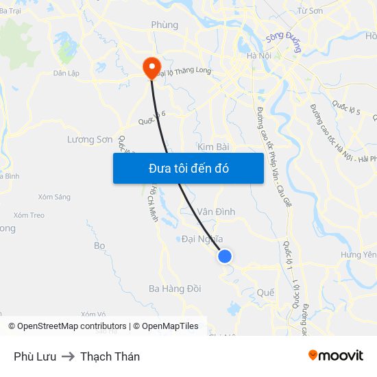 Phù Lưu to Thạch Thán map