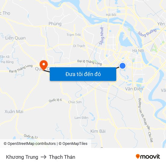 Khương Trung to Thạch Thán map