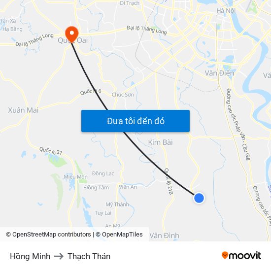 Hồng Minh to Thạch Thán map