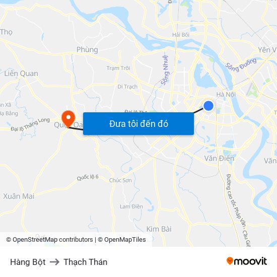 Hàng Bột to Thạch Thán map