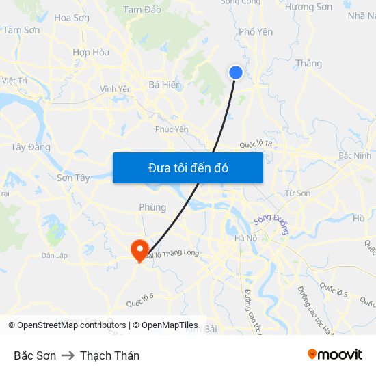 Bắc Sơn to Thạch Thán map