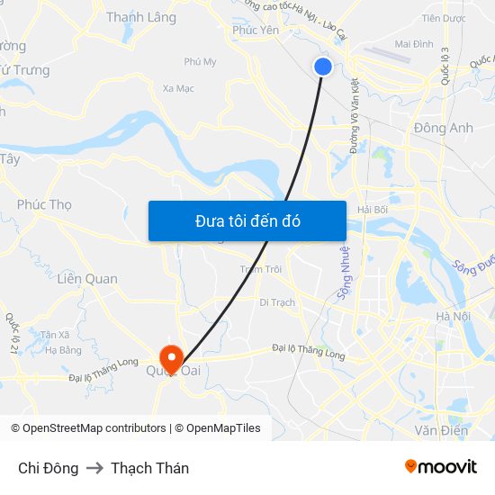 Chi Đông to Thạch Thán map