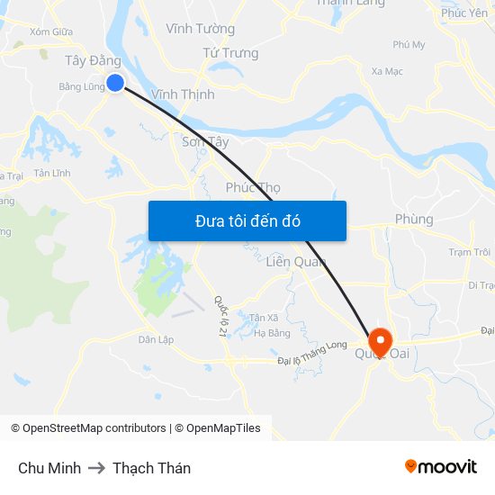 Chu Minh to Thạch Thán map