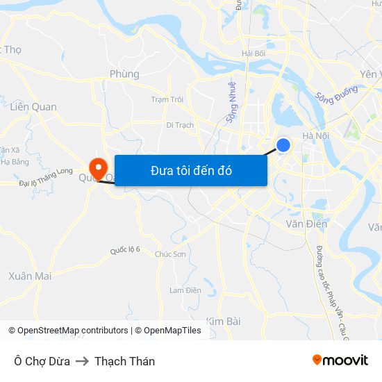 Ô Chợ Dừa to Thạch Thán map