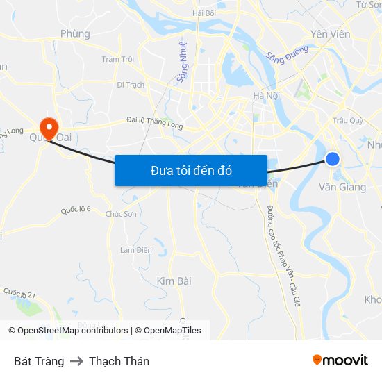 Bát Tràng to Thạch Thán map