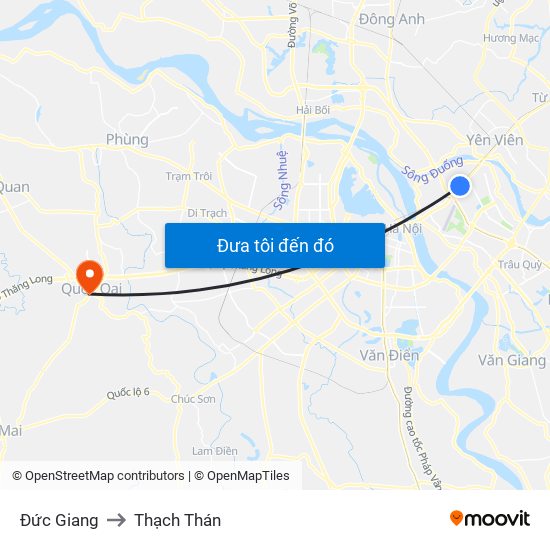 Đức Giang to Thạch Thán map