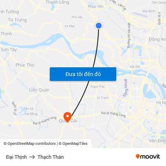 Đại Thịnh to Thạch Thán map