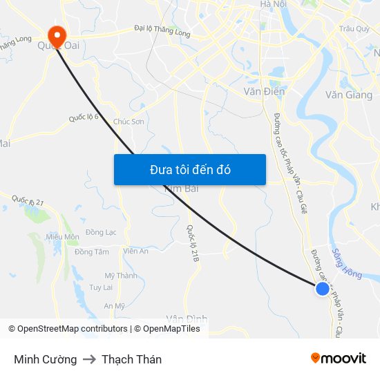 Minh Cường to Thạch Thán map