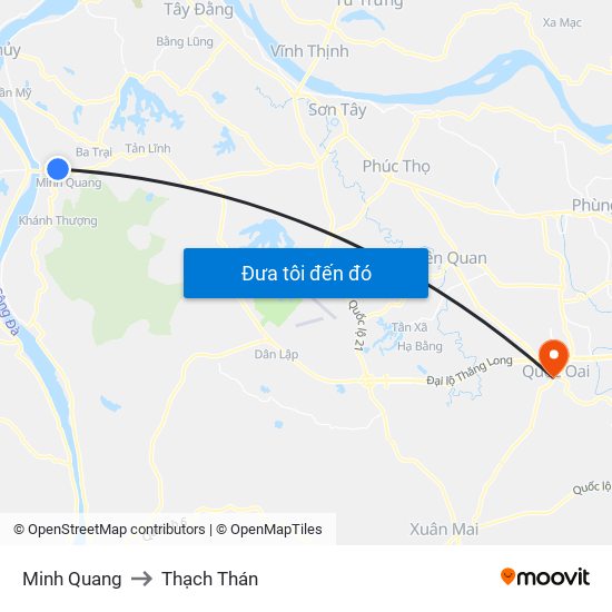 Minh Quang to Thạch Thán map