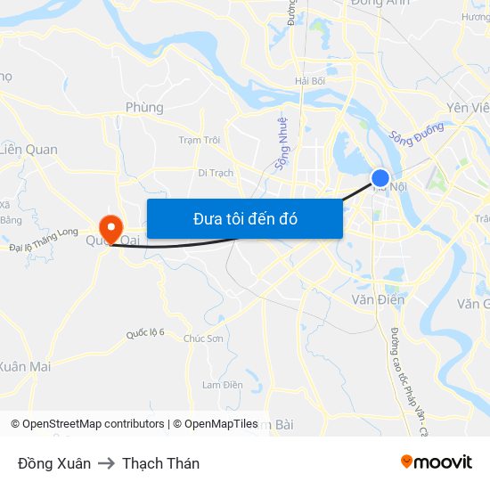 Đồng Xuân to Thạch Thán map