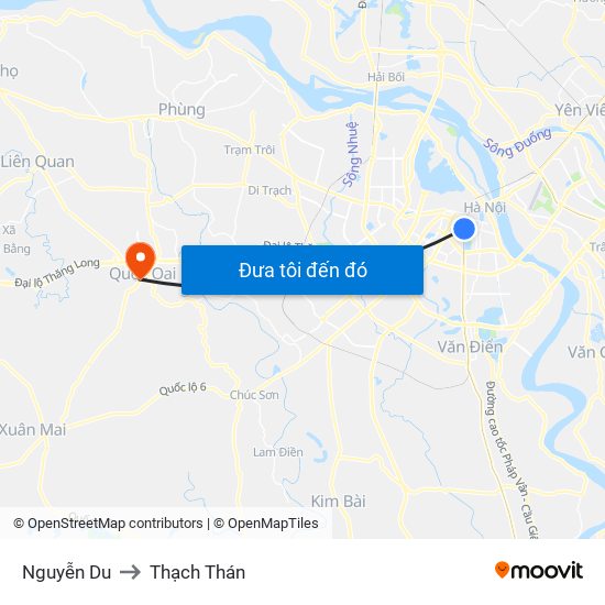 Nguyễn Du to Thạch Thán map