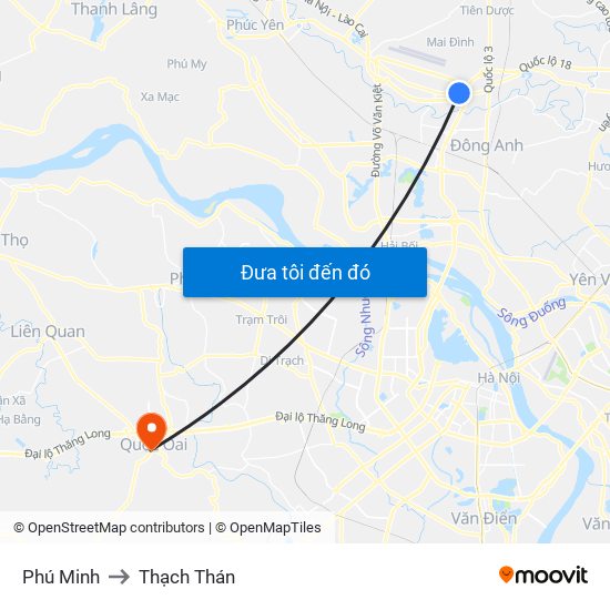 Phú Minh to Thạch Thán map