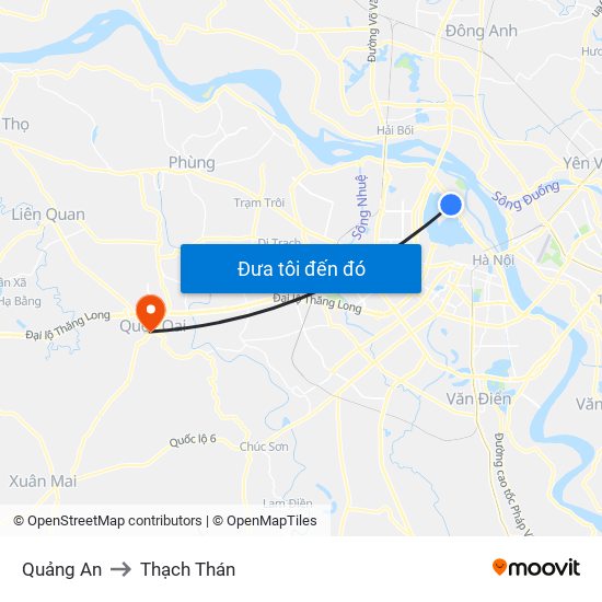 Quảng An to Thạch Thán map