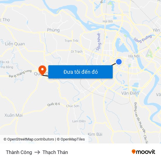 Thành Công to Thạch Thán map