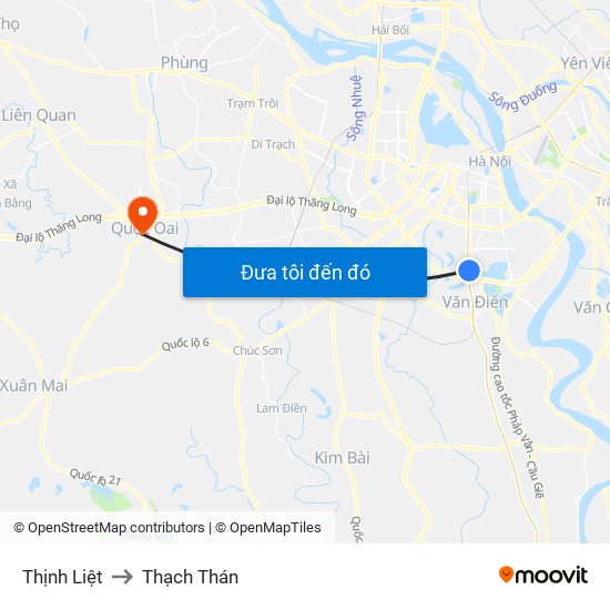 Thịnh Liệt to Thạch Thán map