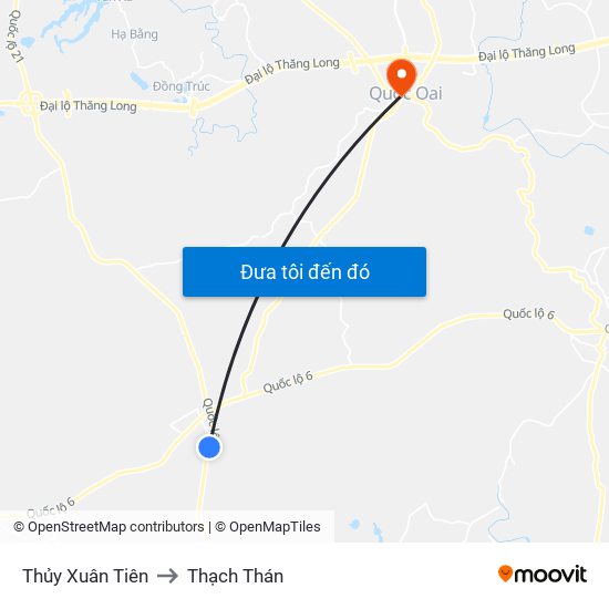 Thủy Xuân Tiên to Thạch Thán map