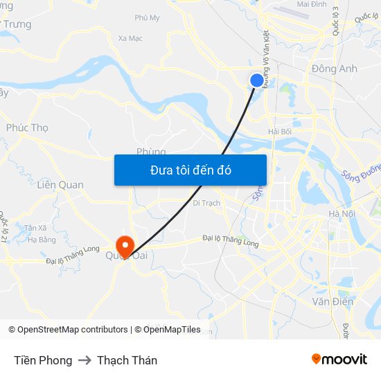 Tiền Phong to Thạch Thán map