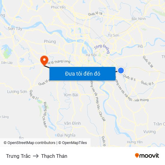 Trưng Trắc to Thạch Thán map