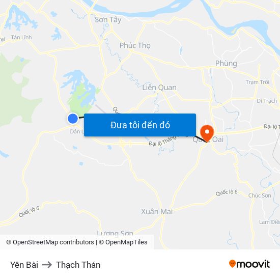 Yên Bài to Thạch Thán map