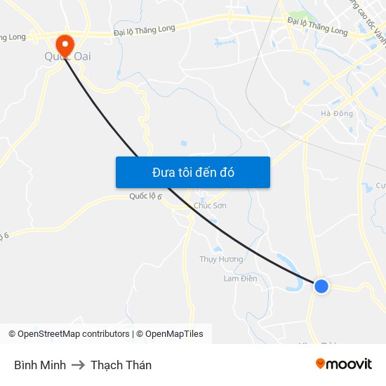 Bình Minh to Thạch Thán map