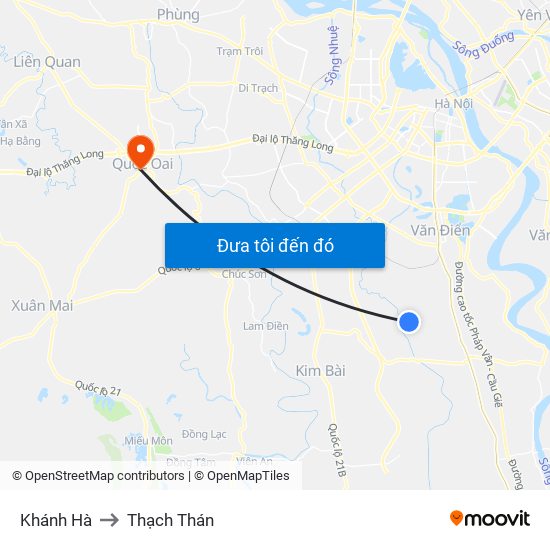 Khánh Hà to Thạch Thán map