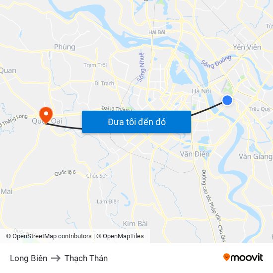 Long Biên to Thạch Thán map