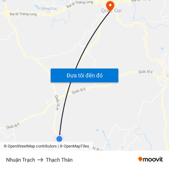 Nhuận Trạch to Thạch Thán map