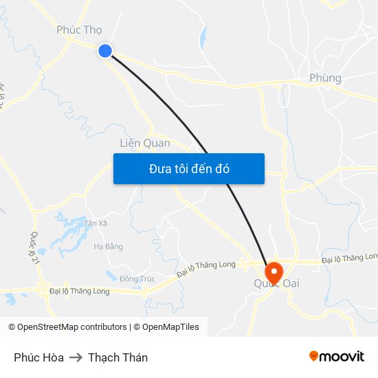 Phúc Hòa to Thạch Thán map