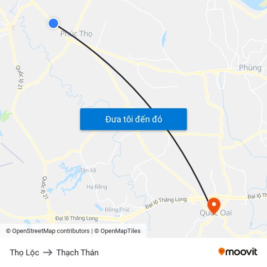 Thọ Lộc to Thạch Thán map