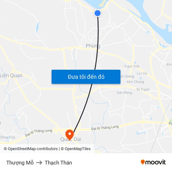 Thượng Mỗ to Thạch Thán map