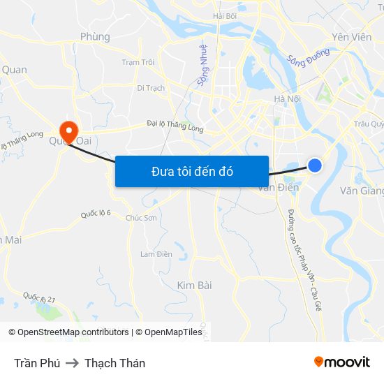 Trần Phú to Thạch Thán map