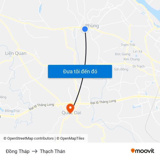 Đồng Tháp to Thạch Thán map