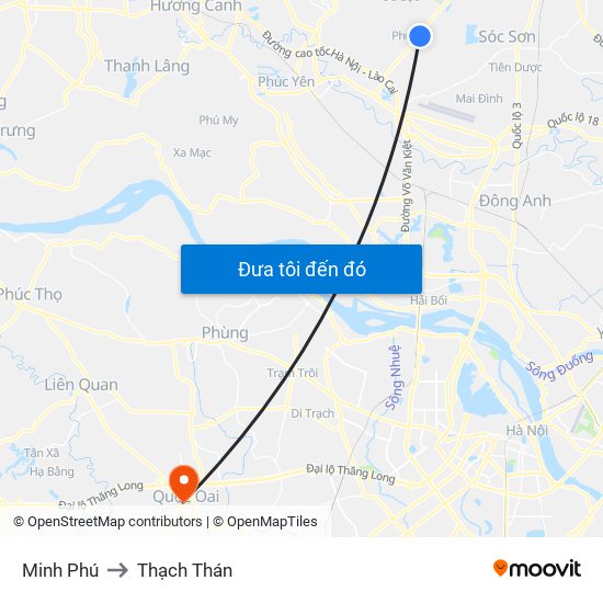 Minh Phú to Thạch Thán map