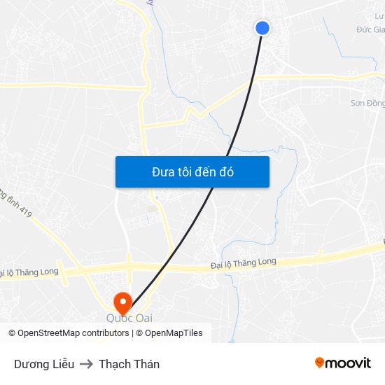 Dương Liễu to Thạch Thán map